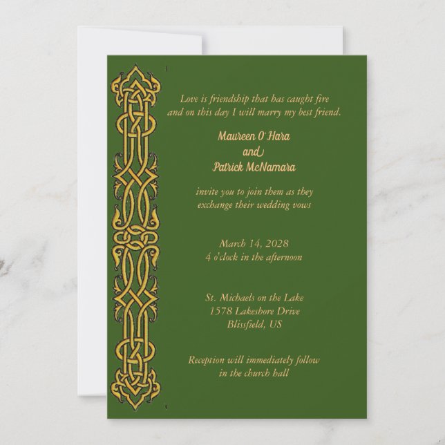 Invitación a la boda de diseño celta irlandesa (Anverso)