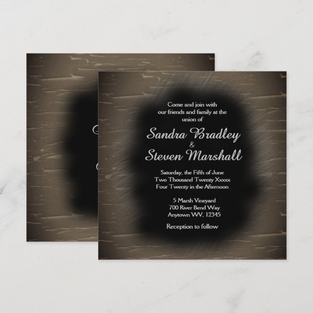 Invitación a la boda de diseño de Camo (Anverso / Reverso)