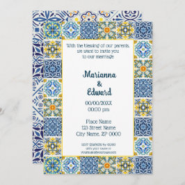 Invitación a la boda de diseño de Talavera en Méxi