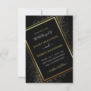 Invitación a la boda de diseño moderno y negro de
