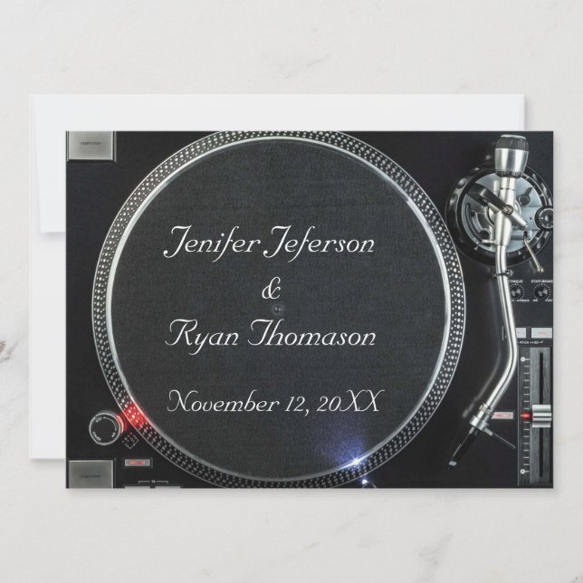 Invitación a la boda de DJ Turntable (Anverso)