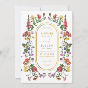 Invitación a la boda de doble cara de Floral Boho