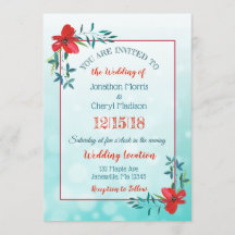 Invitación a la boda de doble cara de flores Verde