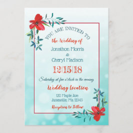 Invitación a la boda de doble cara de flores Verde