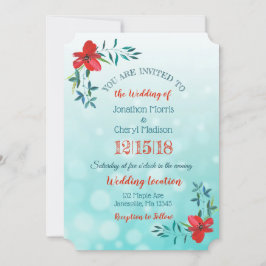 Invitación a la boda de doble cara de flores Verde