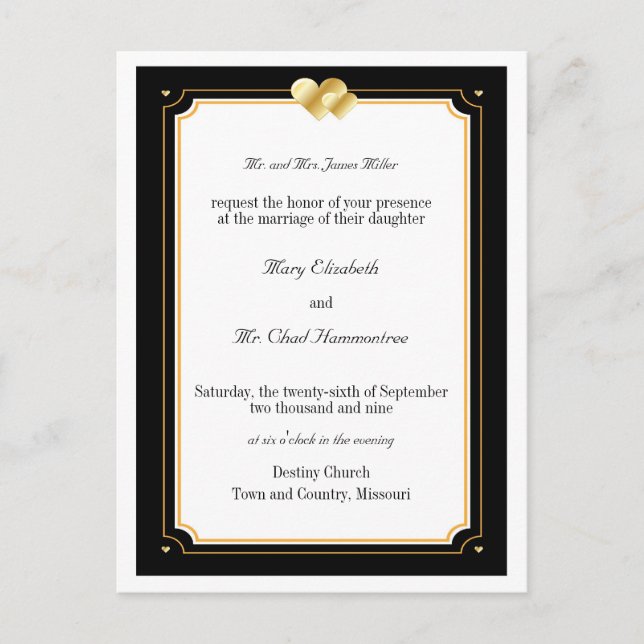 Invitación a la boda de doble corazón (Anverso)