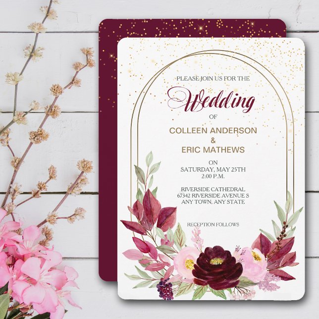 Invitación a la boda de doble trama de Rosa de vin (Subido por el creador)