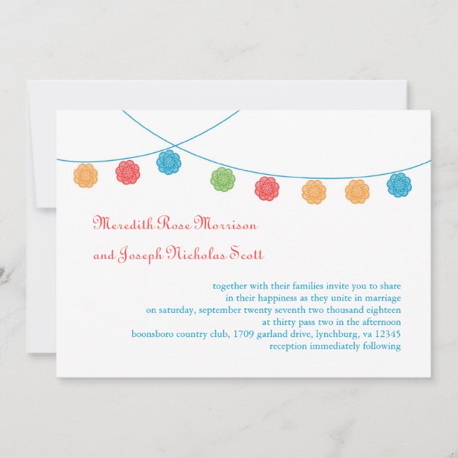 Invitación a la boda de Doily Garland (Anverso)