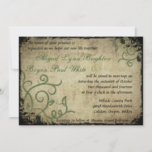 Invitación a la boda de Doodle Vintage (Anverso)