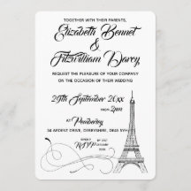Invitación a la boda de Doodles de París