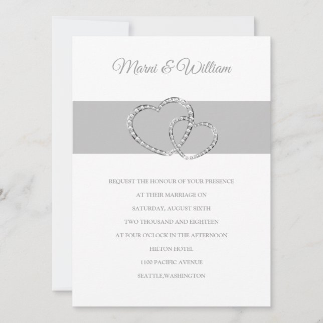 Invitación a la boda de dos corazones (Anverso)