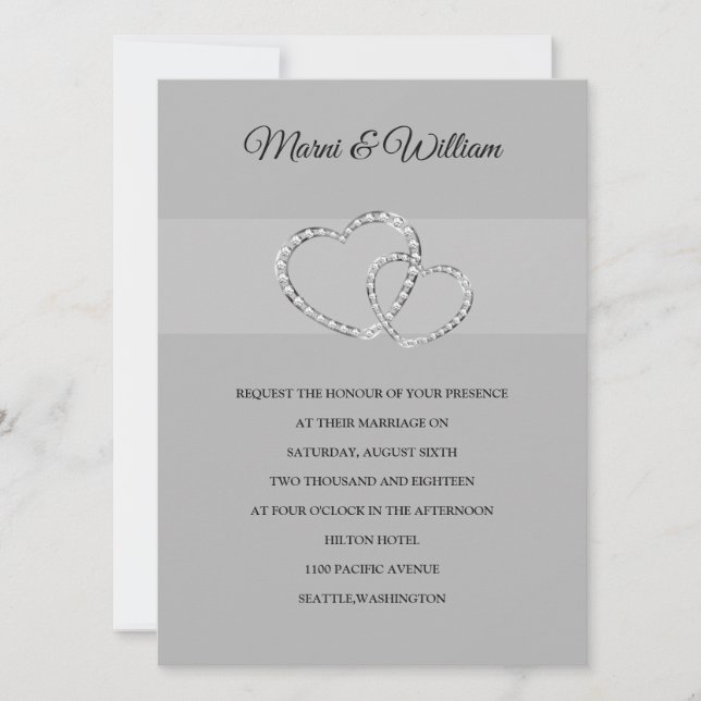 Invitación a la boda de dos corazones (Anverso)