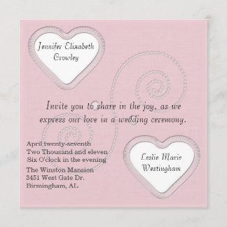 Invitación a la boda de dos corazones