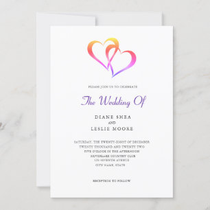 Invitación a la boda de dos corazones en el arco i