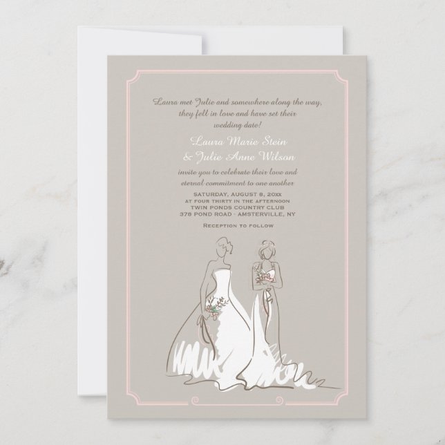 Invitación a la boda de dos novias (Anverso)