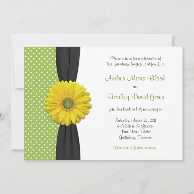 Invitación a la boda de dot de la Gerbera amarilla (Anverso)