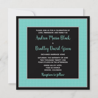 Invitación a la boda de dot de Polka azul Aqua