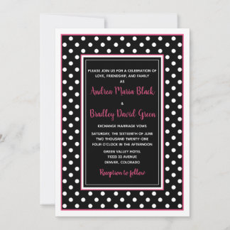 Invitación a la boda de dot de Polka blanco y cali