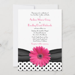 Invitación a la boda de dot de Polka blanco y negr