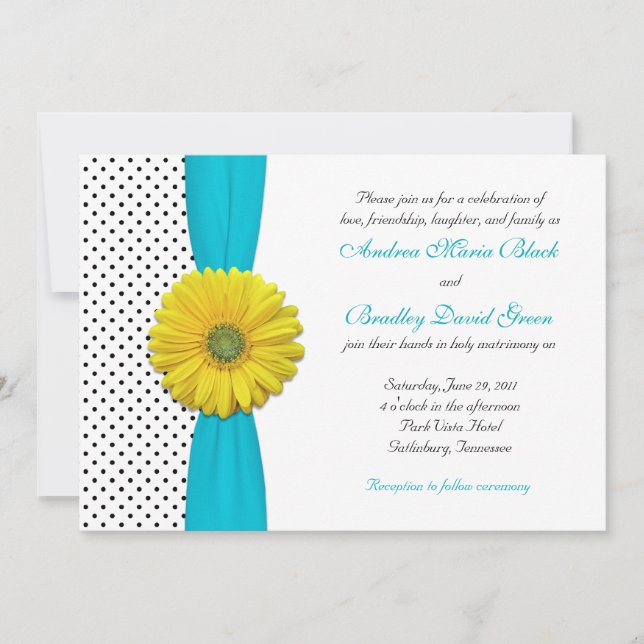 Invitación a la boda de dot de yaisy Aqua Polka am (Anverso)