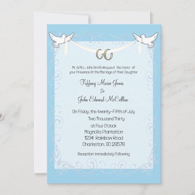 Invitación a la boda de Dove (Anverso)