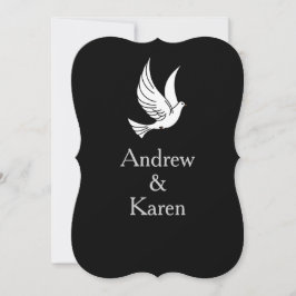 Invitación a la boda de Dove en negro y plata