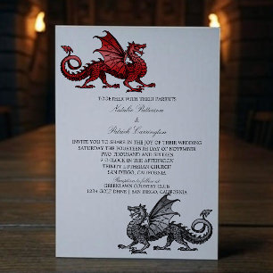Invitación a la boda de dragones medievales de pla