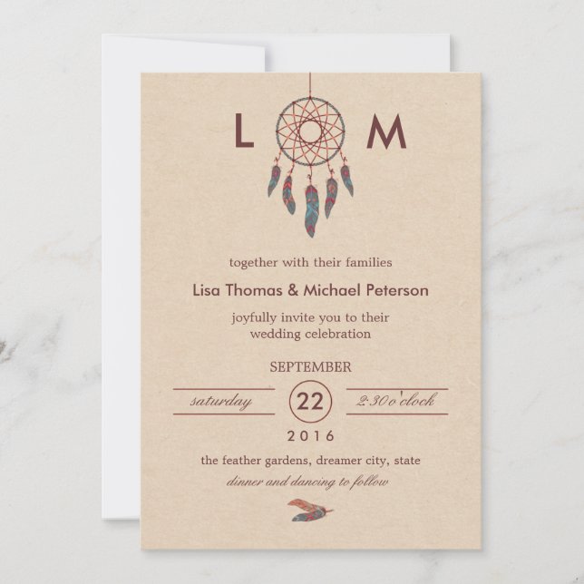 Invitación a la boda de Dream Catcher (Anverso)