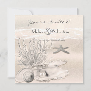 Invitación a la boda de Dream Shore Beach Sepia