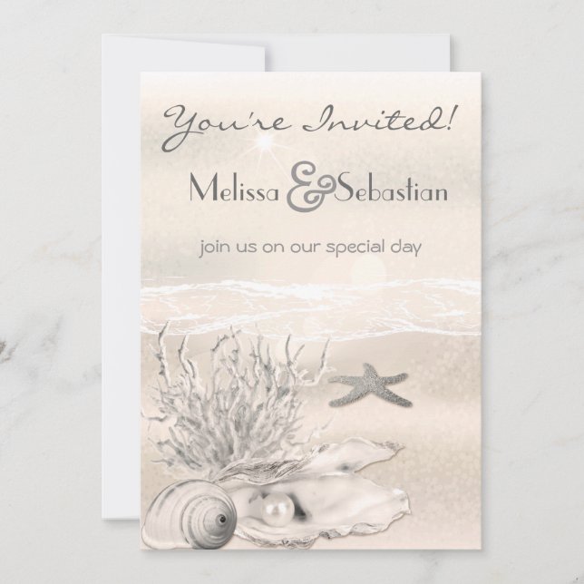 Invitación a la boda de Dream Shore Beach Sepia (Anverso)