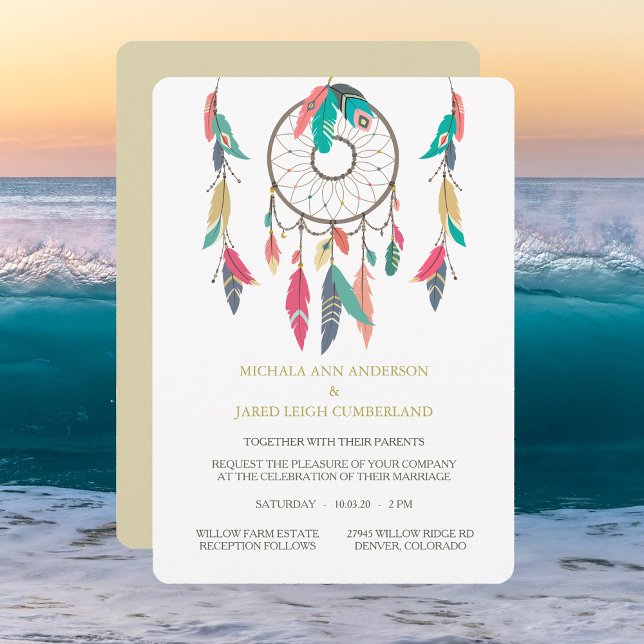 Invitación a la boda de Dreamcatcher Feather (Subido por el creador)
