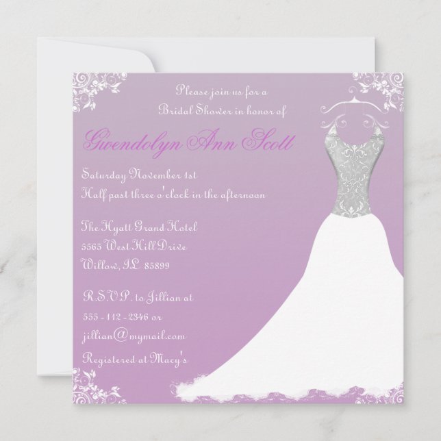 Invitación a la Boda de ducha de novia rosa (Anverso)