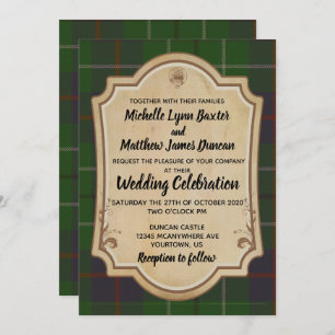 Invitación a la boda de Duncan Tartan