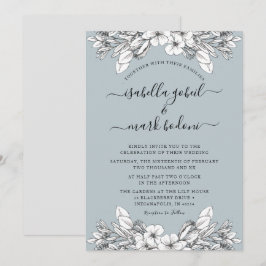 Invitación a la boda de Dusty Blue Floral