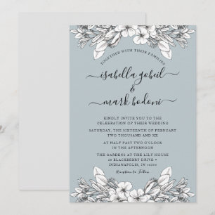 Invitación a la boda de Dusty Blue Floral