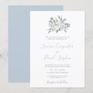 Invitación a la boda de Dusty Blue Floral