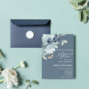 Invitación a la boda de Dusty Blue Floral