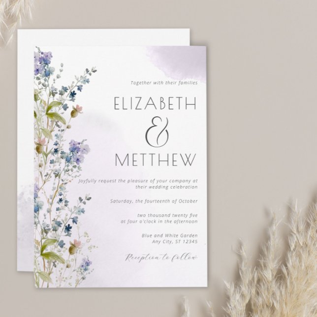 Invitación a la boda de Dusty Blue Floral (Subido por el creador)
