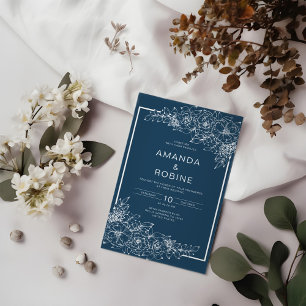 Invitación a la boda de Dusty Blue Floral