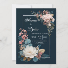 Invitación a la boda de Dusty Blue Floral