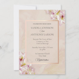 Invitación a la boda de Dusty Rosa Gold Azalea