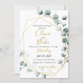 Invitación a la boda de ecología y eucalipto de or