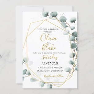 Invitación a la boda de ecología y eucalipto de or