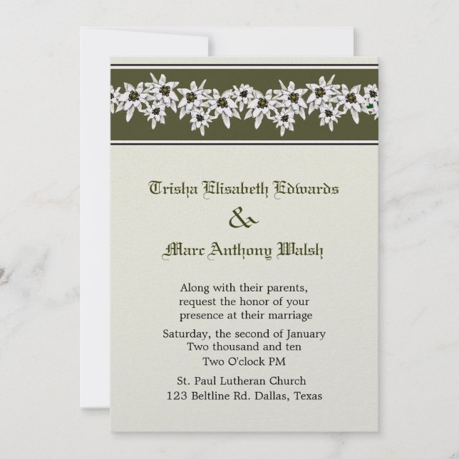 Invitación a la boda de Edelweiss (Anverso)