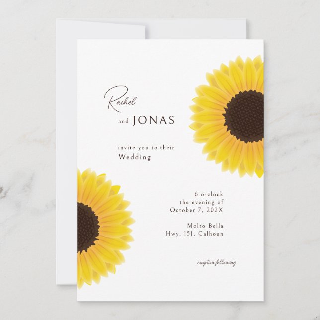 Invitación a la boda de Elebant Sunflowers (Anverso)