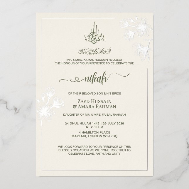 Invitación a la boda de elegancia mínima de Reliev (Anverso)