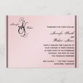 Invitación a la boda de elegancia rosada de Rubor