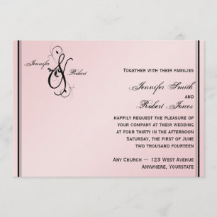 Invitación a la boda de elegancia rosada de Rubor
