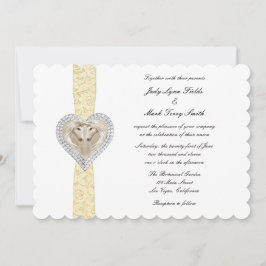Invitación a la boda de encaje amarillo de unicorn