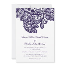 Invitación a la boda de encaje azul